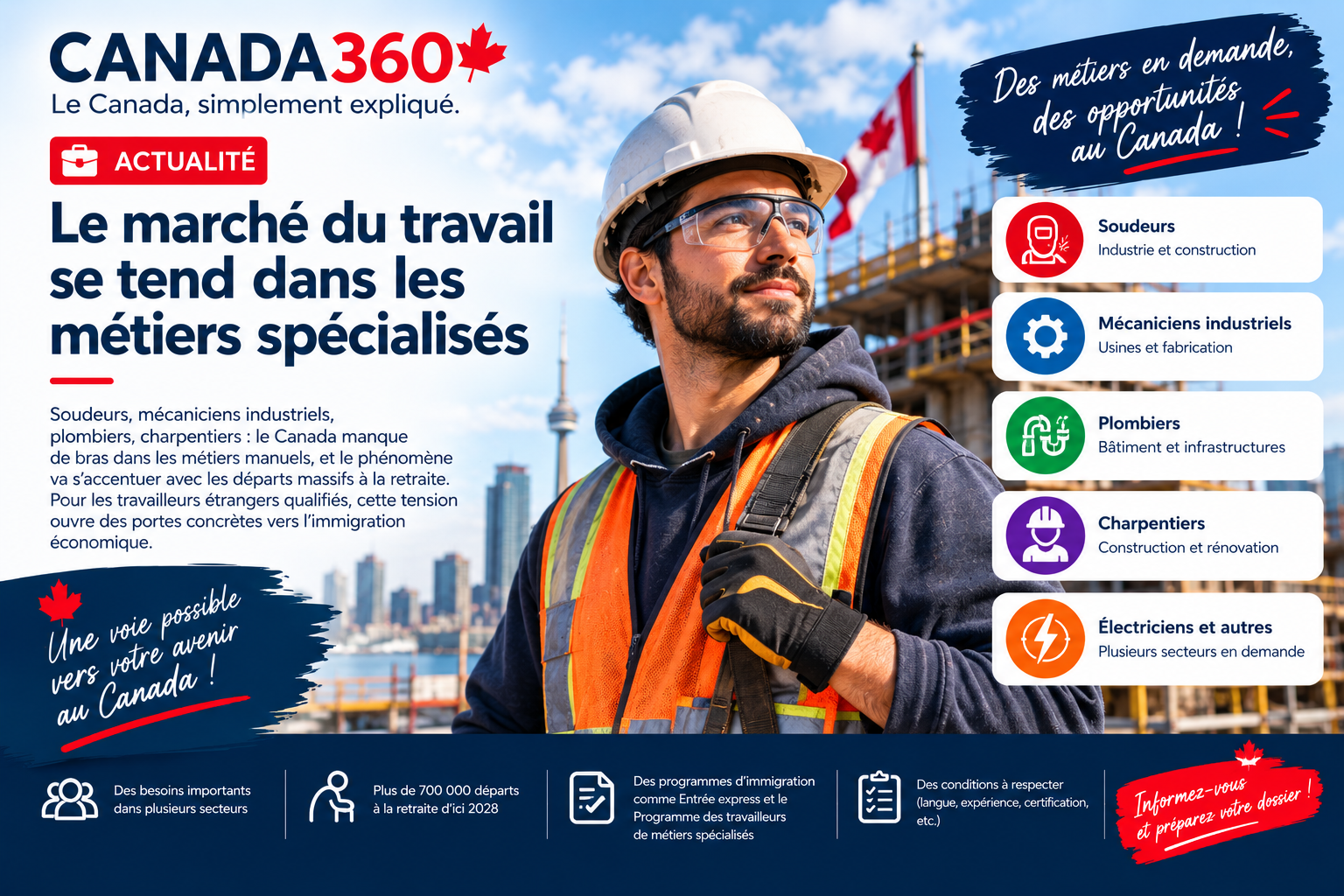 Métiers spécialisés au Canada : les besoins de main-d’œuvre restent élevés