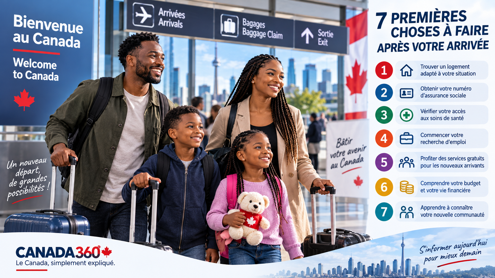 Nouveaux arrivants au Canada : les 7 premières choses à faire après votre arrivée